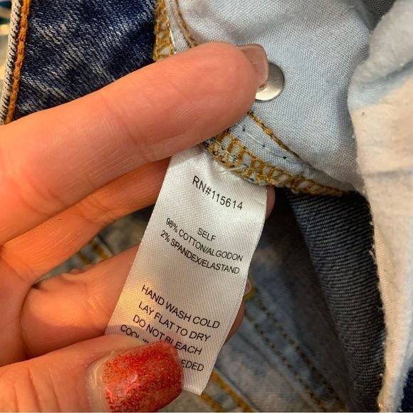 Jella C. Blue Floral Embroidered Distressed Skinny Mid Rise 5 Pocket Jeans 29 M - Picture 9 of 11